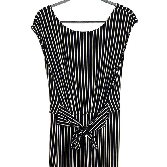 Isaac Mizrahi Striped Maxi Dress Black White Sleeveless Size Medium - Picture 9 of 11